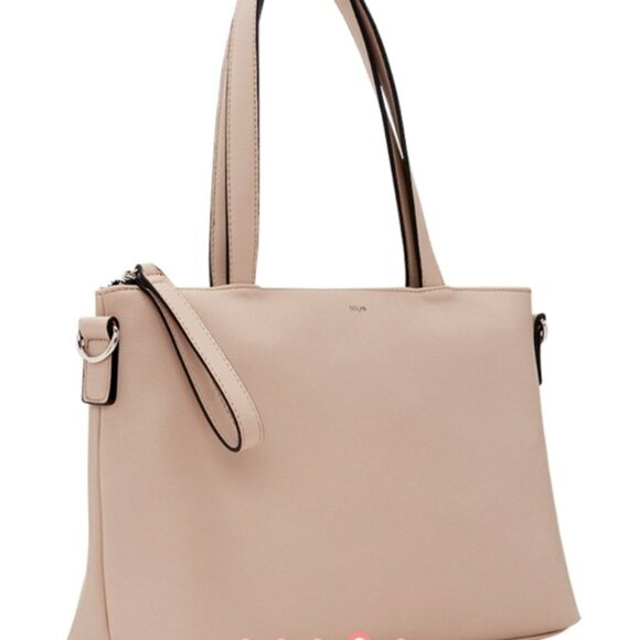 Co-Lab Pebble Minimal Satchel Crossbody Nude 100% Vegan 13x4.5x9 Zip Pocket NWT - Picture 1 of 11